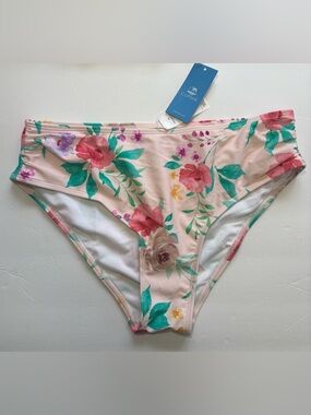 Cupshe Floral Bikini Bottoms Medium Pink Hipster Swim NWT